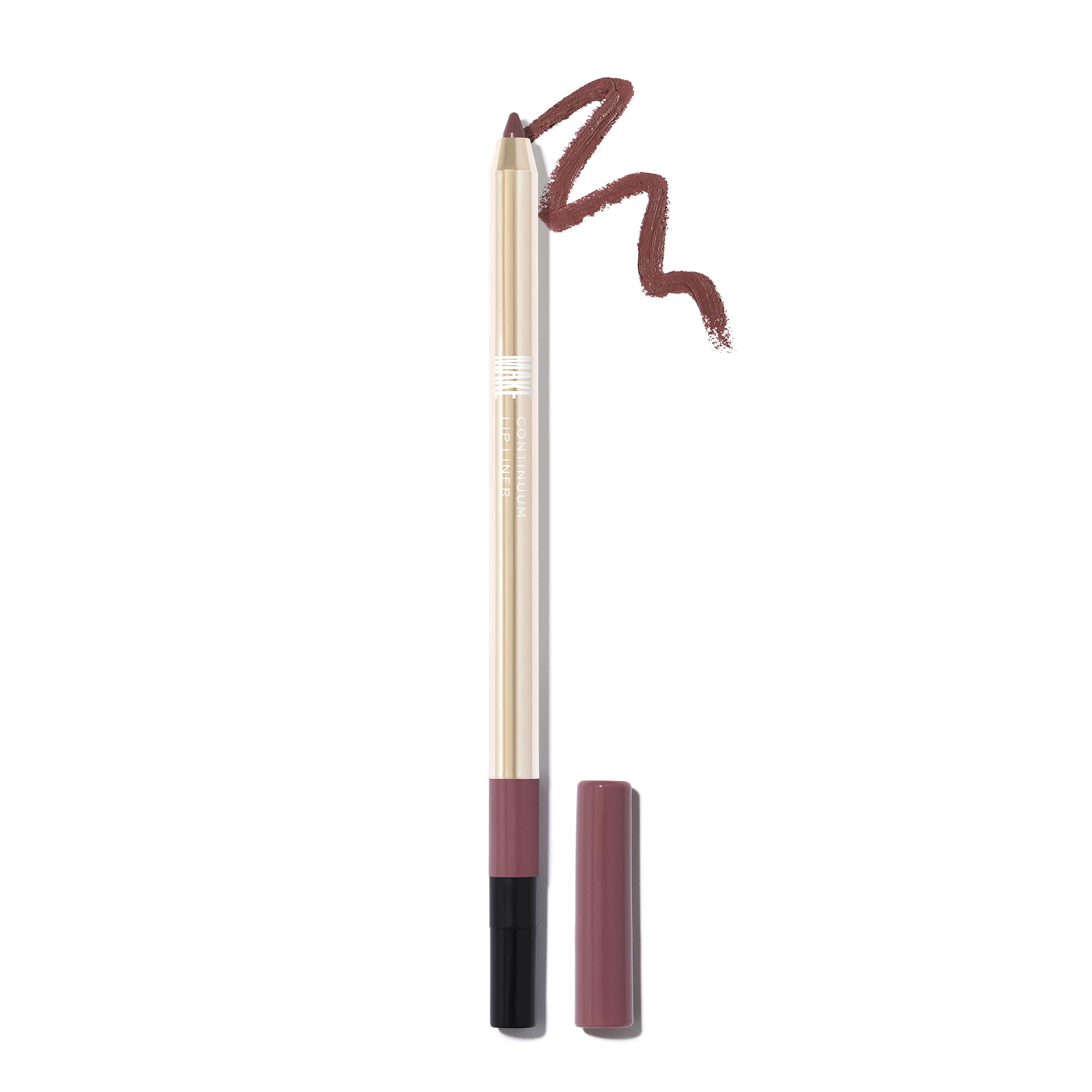MAKE Beauty Continuum Lip Liner Pulse swatch for precise definition and lasting color
