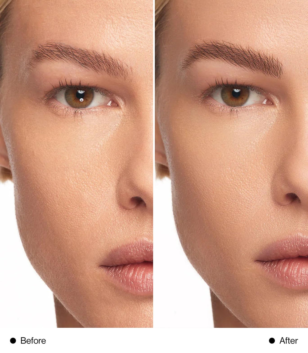 Applied brows show natural fullness with MAKE Beauty Infinite Hold Brow Gel.
