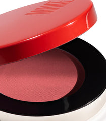 MAKE Beauty microsuede texture enables smooth application on cheek.
