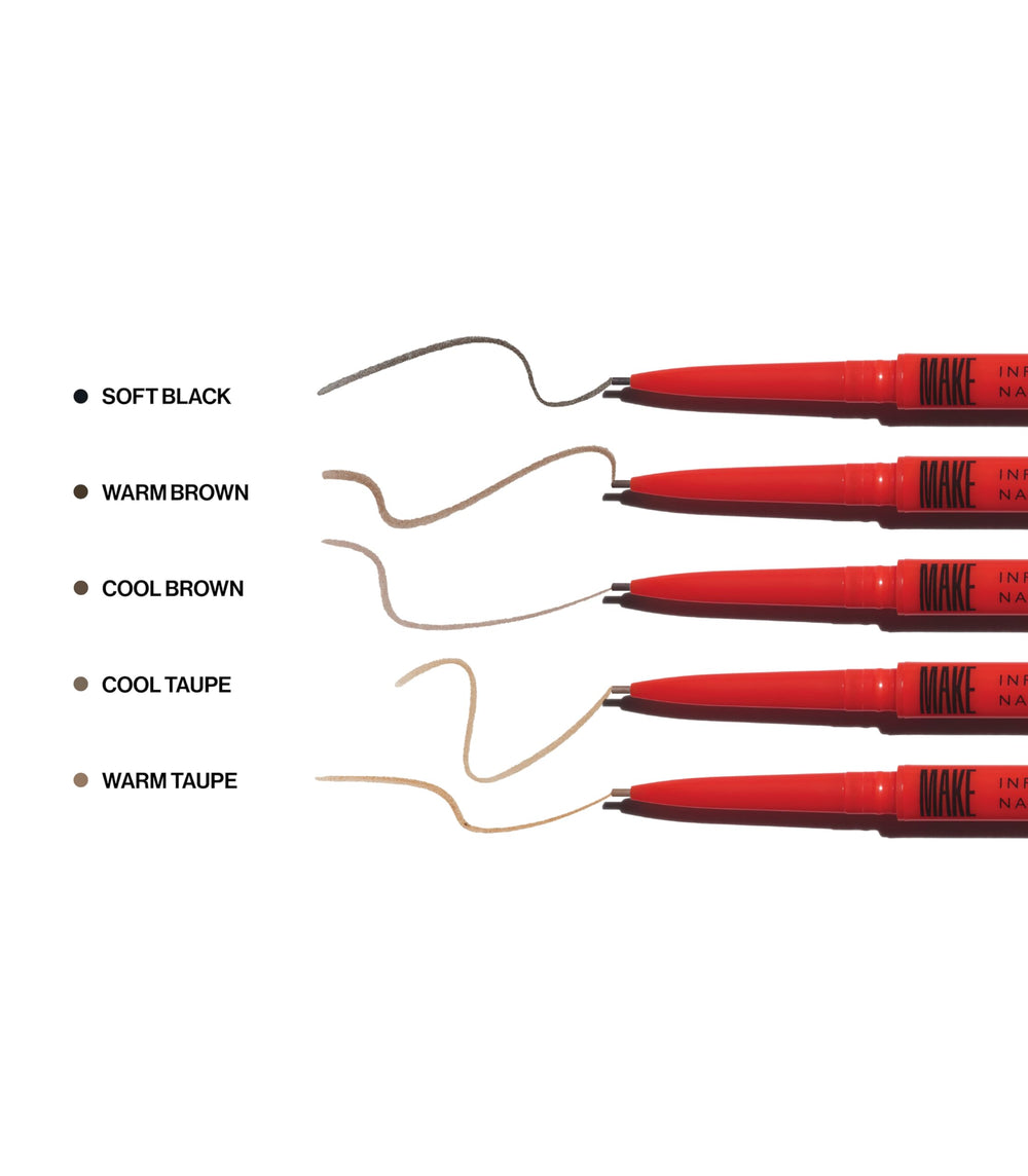 MAKE Beauty Nano Brow precision-tip close-up highlighting hair-like fills.