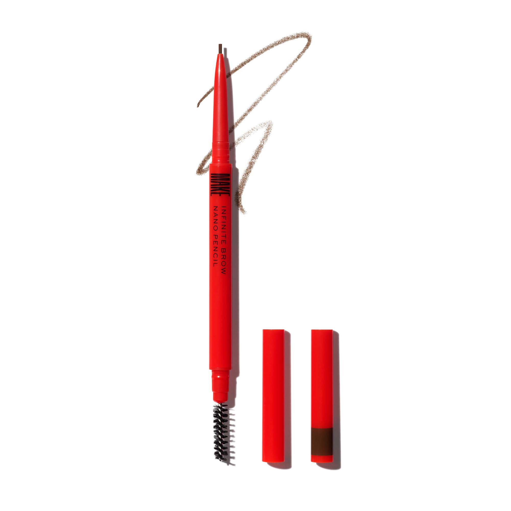 MAKE Beauty Nano Brow pencil tip close-up for ultra-fine hair-like strokes.