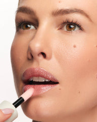MAKE Beauty Serum Balm lips showing plumping, cushion-like fullness.