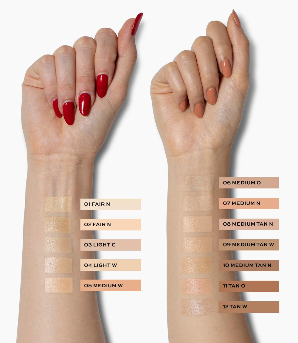 Under-eye application demonstrates precise coverage without heaviness.