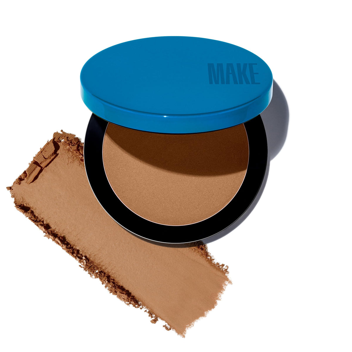 MAKE Beauty Skin Mimetic Microsuede Bronzer Powder compact with silky texture for customizable warmth