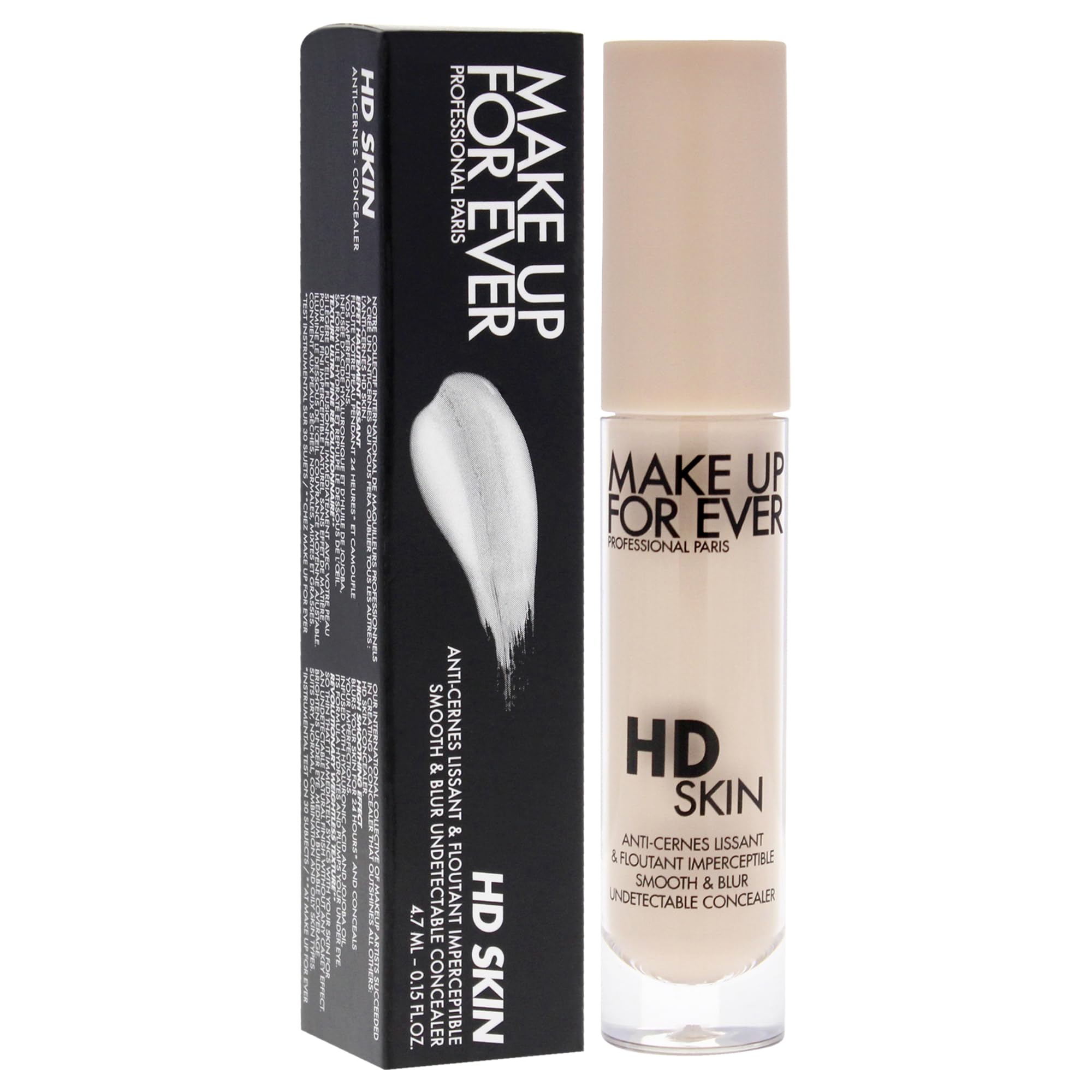 Make Up For Ever HD Skin Concealer under-eye brightening swatch for a refreshed look.