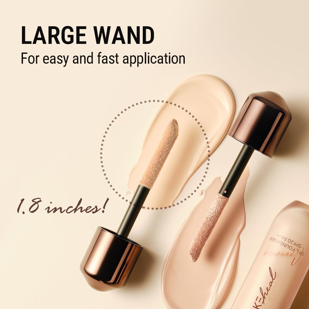 Swatch demonstrating full coverage and natural blend with Makeheal foundation.