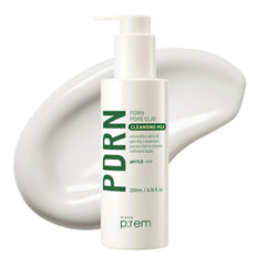 MAKE P:REM PDRN Pore Clay Cleansing Milk bottle close-up showing oil-control cleansing and hydration