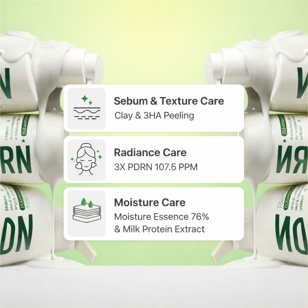 Pores detail with MAKE P:REM PDRN Pore Clay Cleansing Milk showing refinement