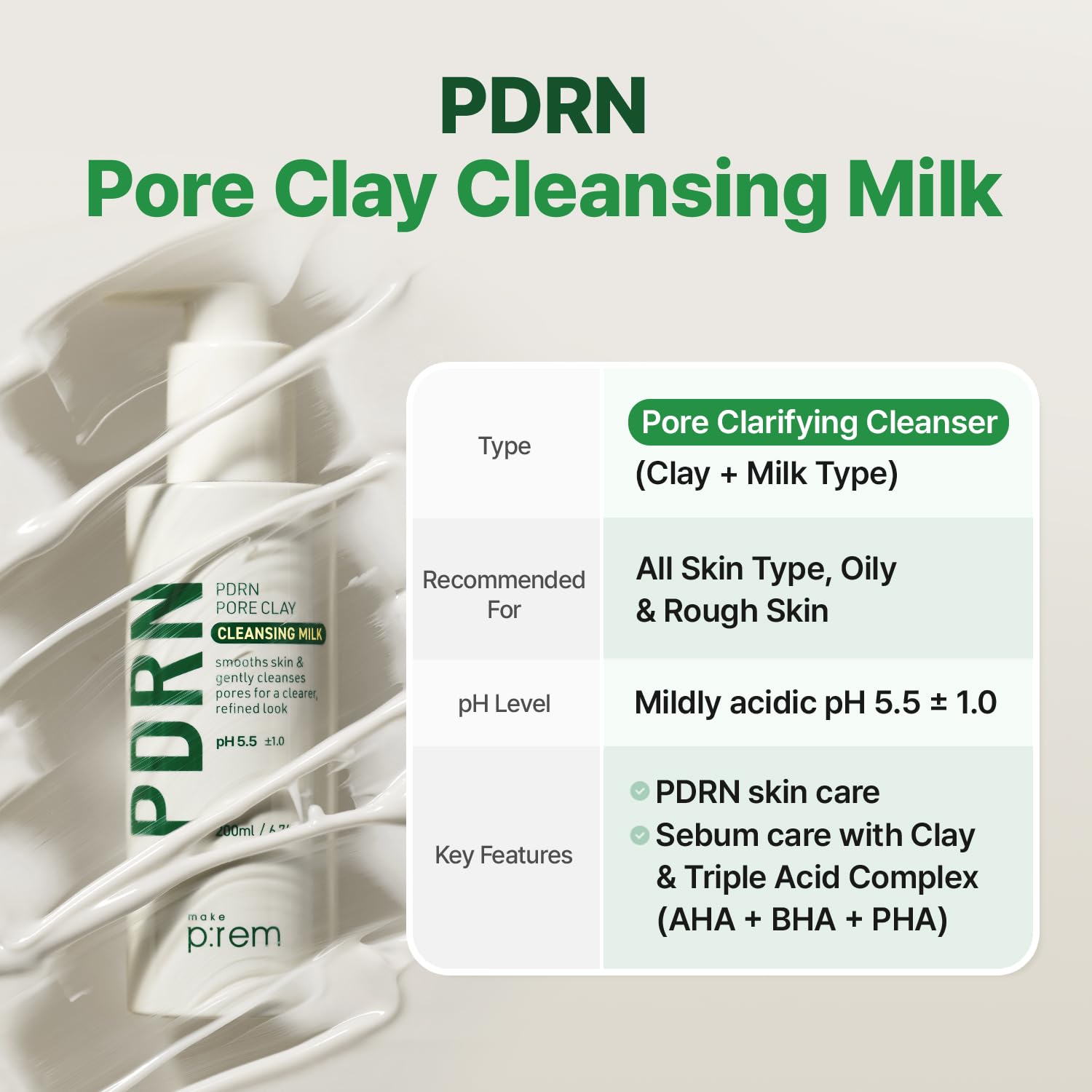 MAKE P:REM PDRN Pore Clay Cleansing Milk pump application for easy cleansing