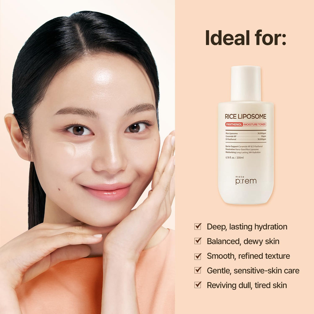 MAKEP:REM Rice Liposome Toner fits into Korean skincare routines.