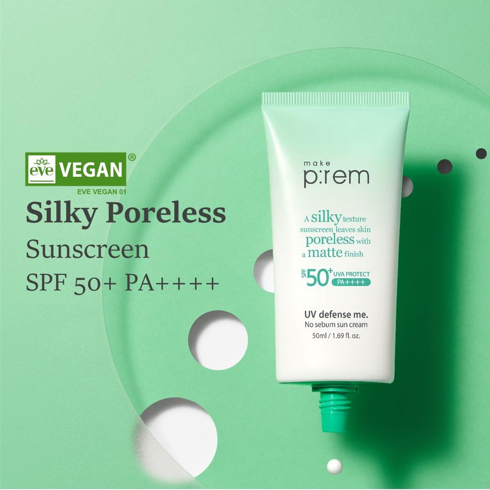 Makeprem UV Defence Me milky texture close-up showing velvet matte finish.