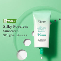 Makeprem UV Defence Me milky texture close-up showing velvet matte finish.