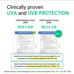 Makeprem UV Defence Me sebum-control effect reducing shine on skin.