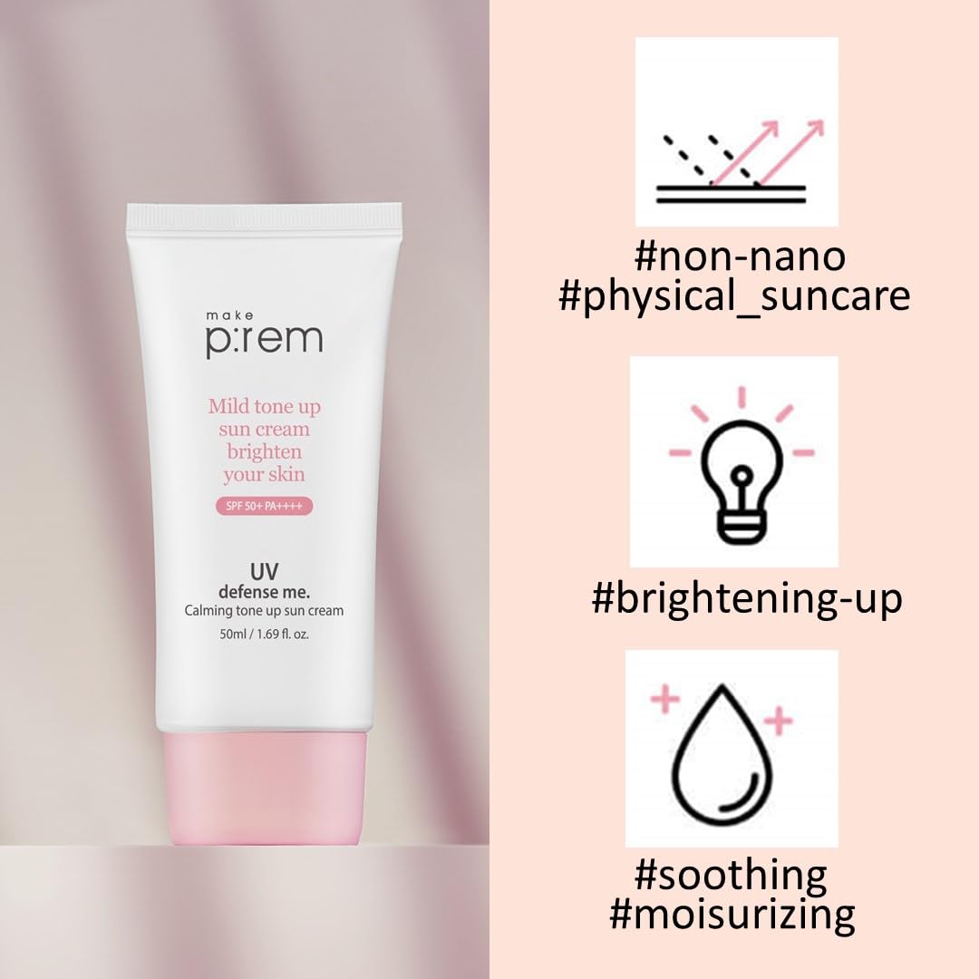 MAKE P:REM UV Defense Me SPF50 coverage on skin with even tone.