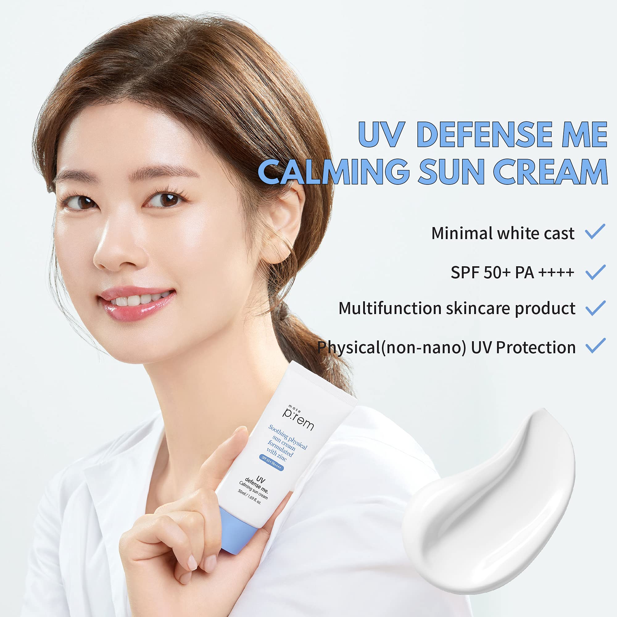 Application sur le visage avec MAKEPREM UVA UVB Defense Me.