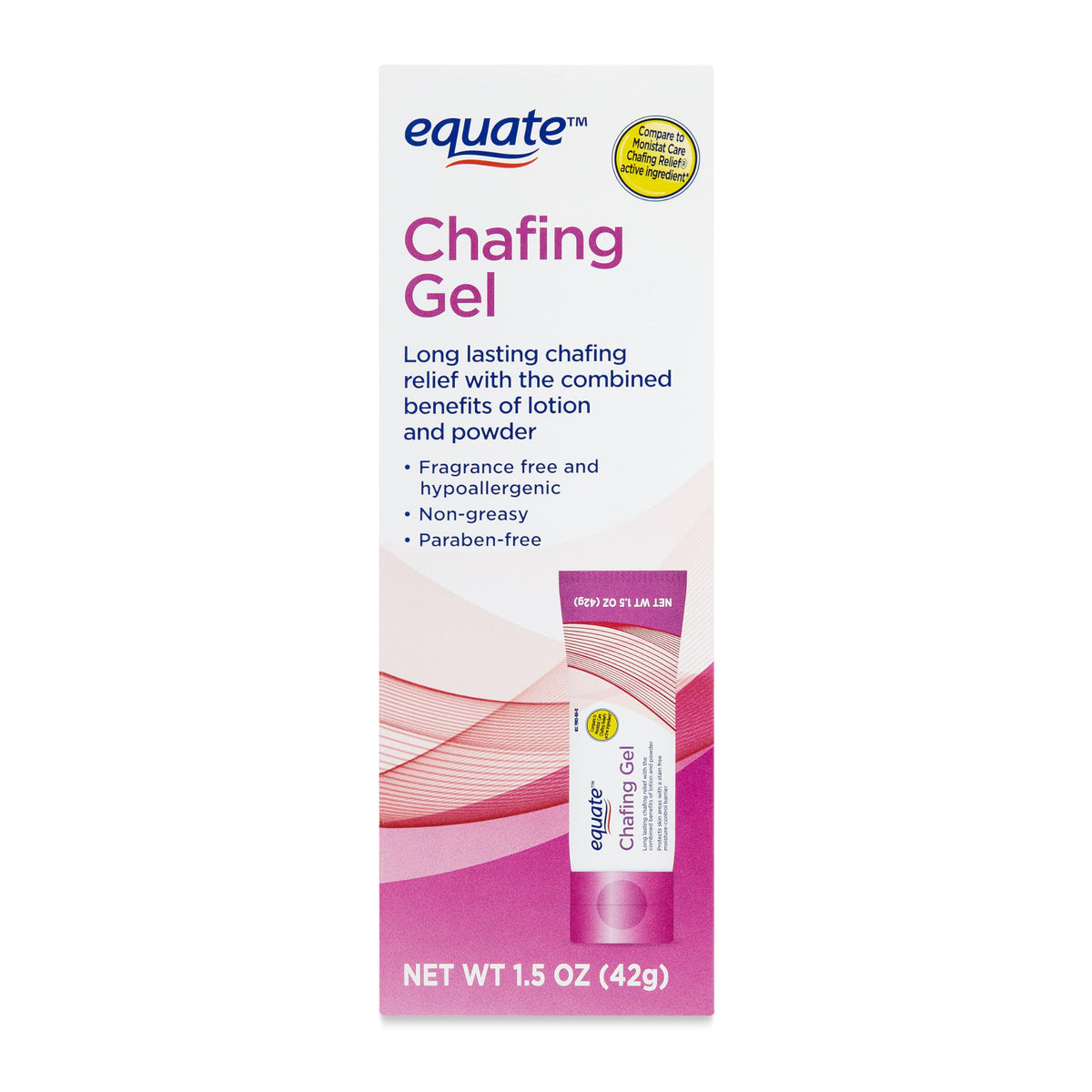 Maker Explorador Equate Chafing Gel Relief bottle, non-greasy relief.