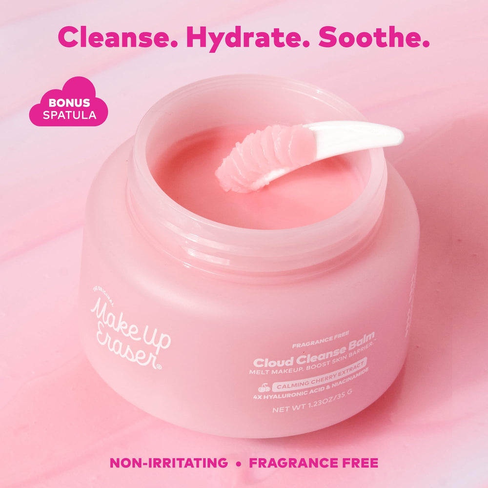 MakeUp Eraser Cloud Cleanse Balm waterproof-removal scene illustrates makeup removal without heavy scrubbing