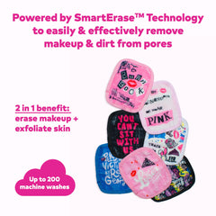 MakeUp Eraser dual-sided fibers for cleansing and exfoliation in one step.