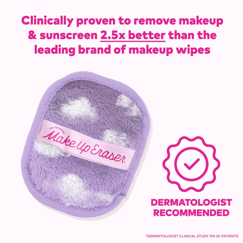 MakeUp Eraser dual-sided fiber design demonstrates makeup removal and skin exfoliation.