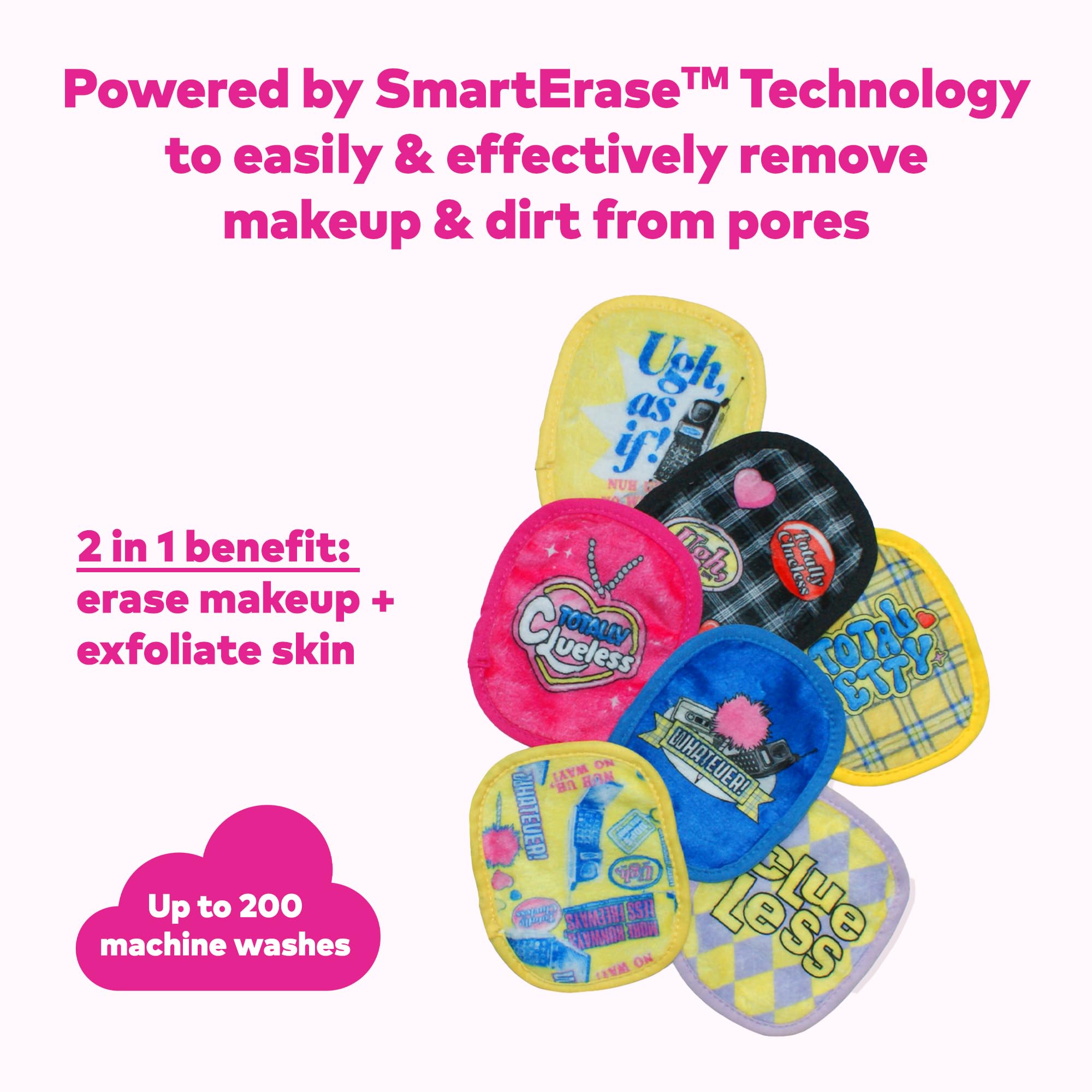 Dual-sided fiber design helps erase makeup and gently exfoliate skin.