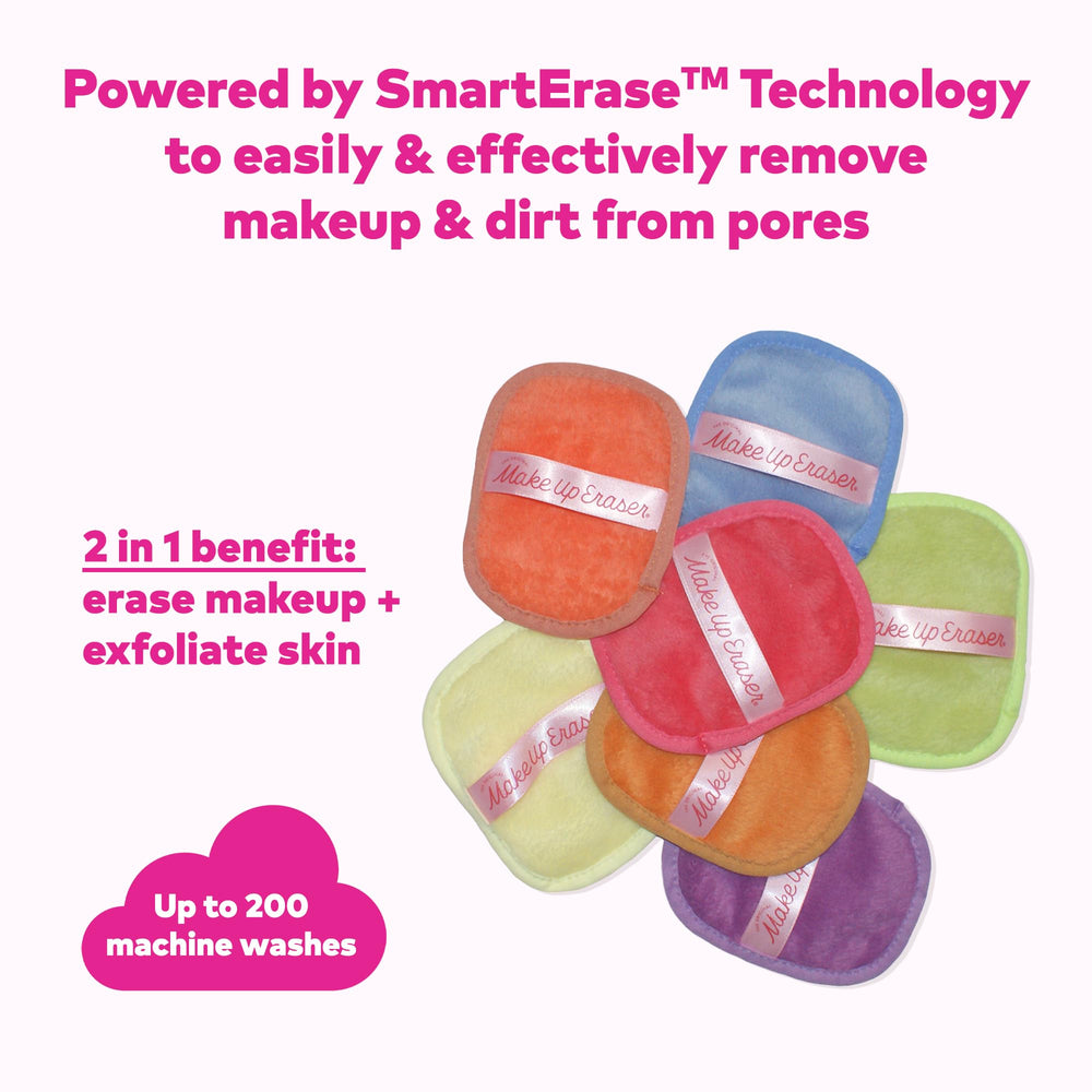 Dual-sided MakeUp Eraser fibers ready to erase makeup and exfoliate skin gently.