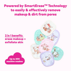 MakeUp Eraser dual-sided fibers for makeup removal and exfoliation.