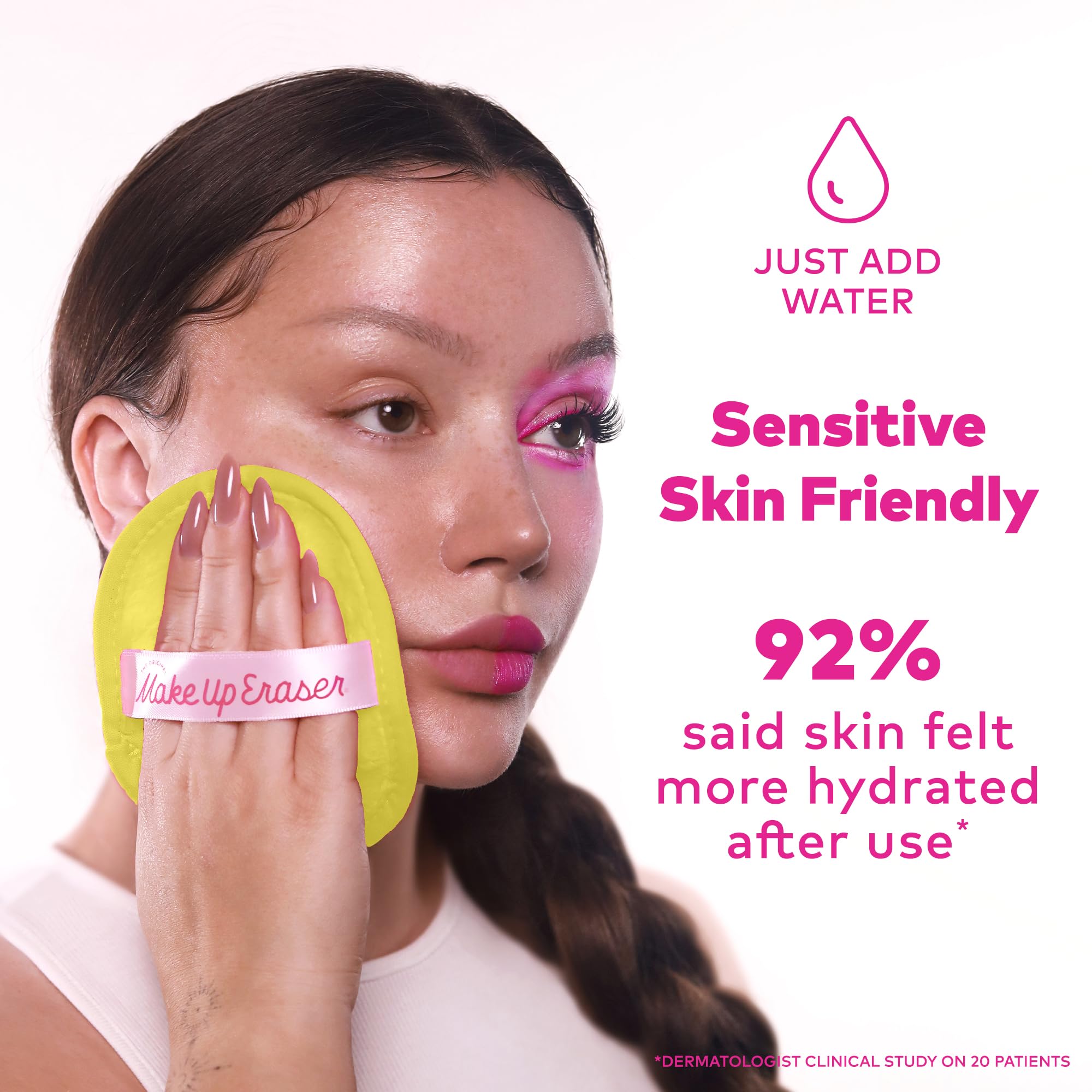 MakeUp Eraser gentle and non-drying ideal for sensitive skin.