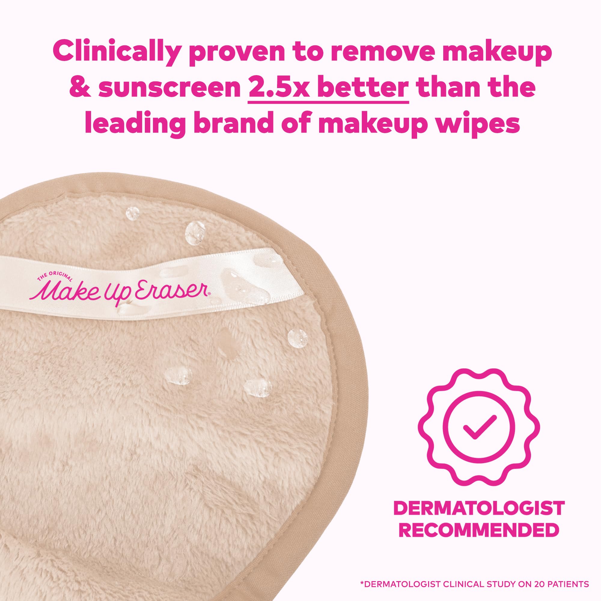 MakeUp Eraser Mini PRO 5-pack exfoliate-side demonstrates skin smoothing capability.