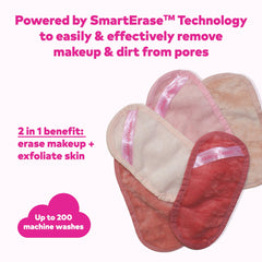 MakeUp Eraser Mini PRO 5pk water-removal demo shows makeup dissolving with water.