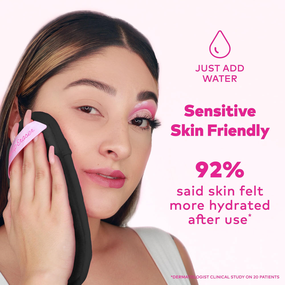 MakeUp Eraser Mini Pro dual-texture fiber provides gentle exfoliation.