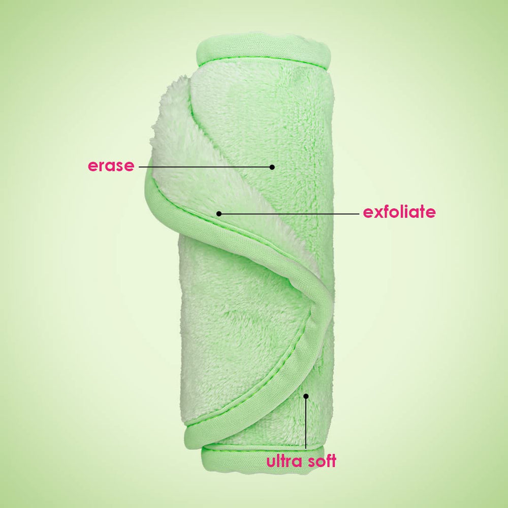 MakeUp Eraser Neon Green exfoliation side used for gentle skin exfoliation