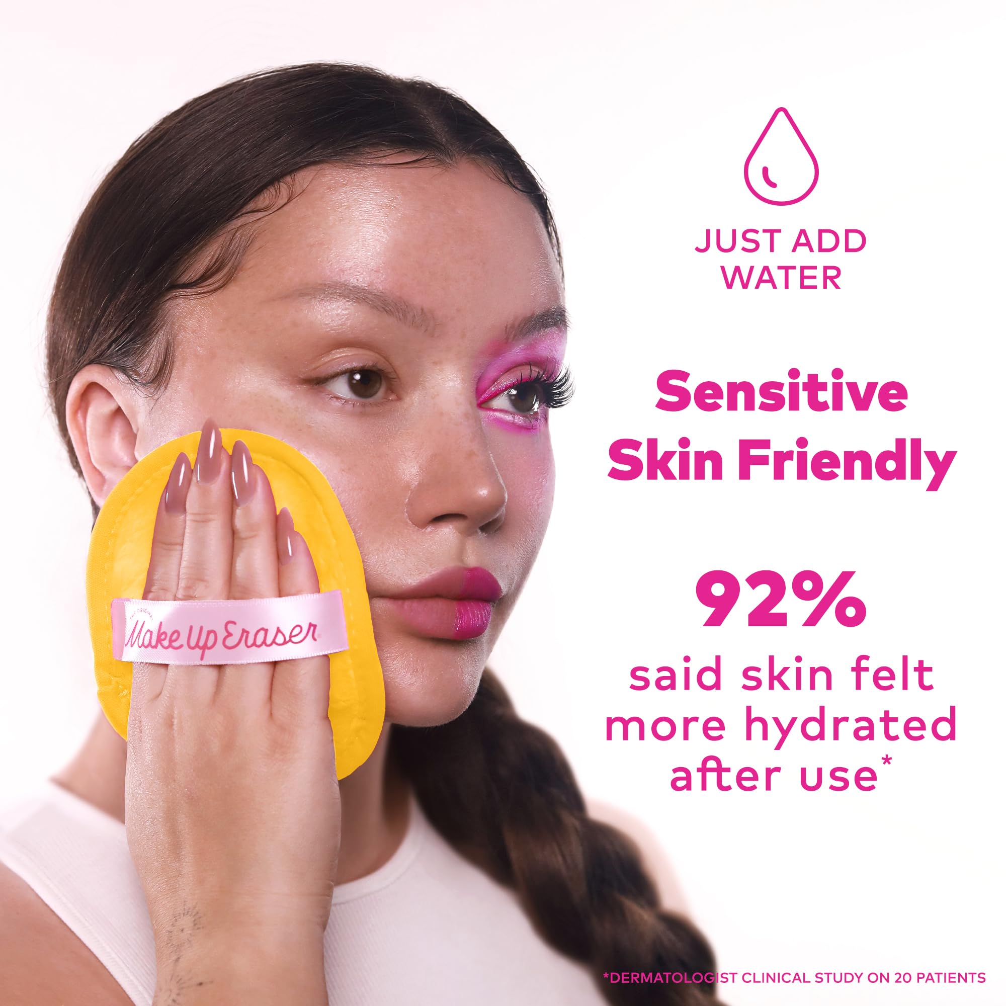 Alcohol-free and fragrance-free cloth supports comfortable makeup removal.