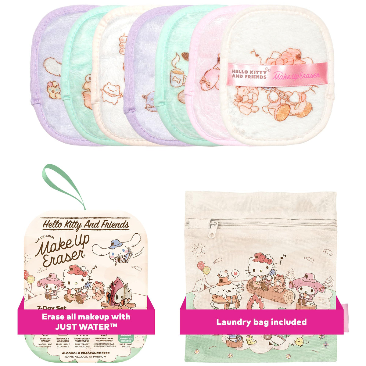 MakeUp Eraser Original 7-Day Set removes waterproof makeup with water.