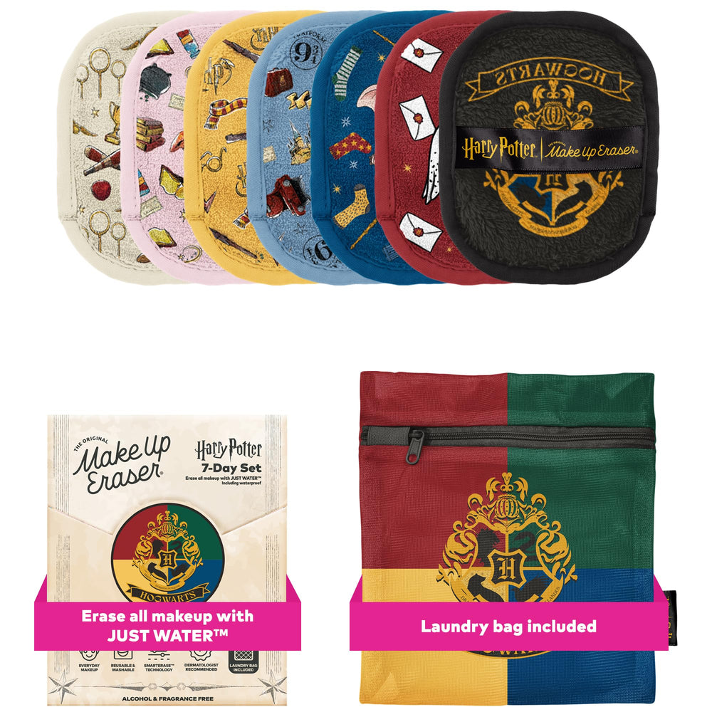 MakeUp Eraser Original Harry Potter 7-Day Set packaging showing eco-friendly, reusable makeup remover.