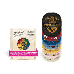 MakeUp Eraser Harry Potter set in use demonstrating water-only makeup removal.