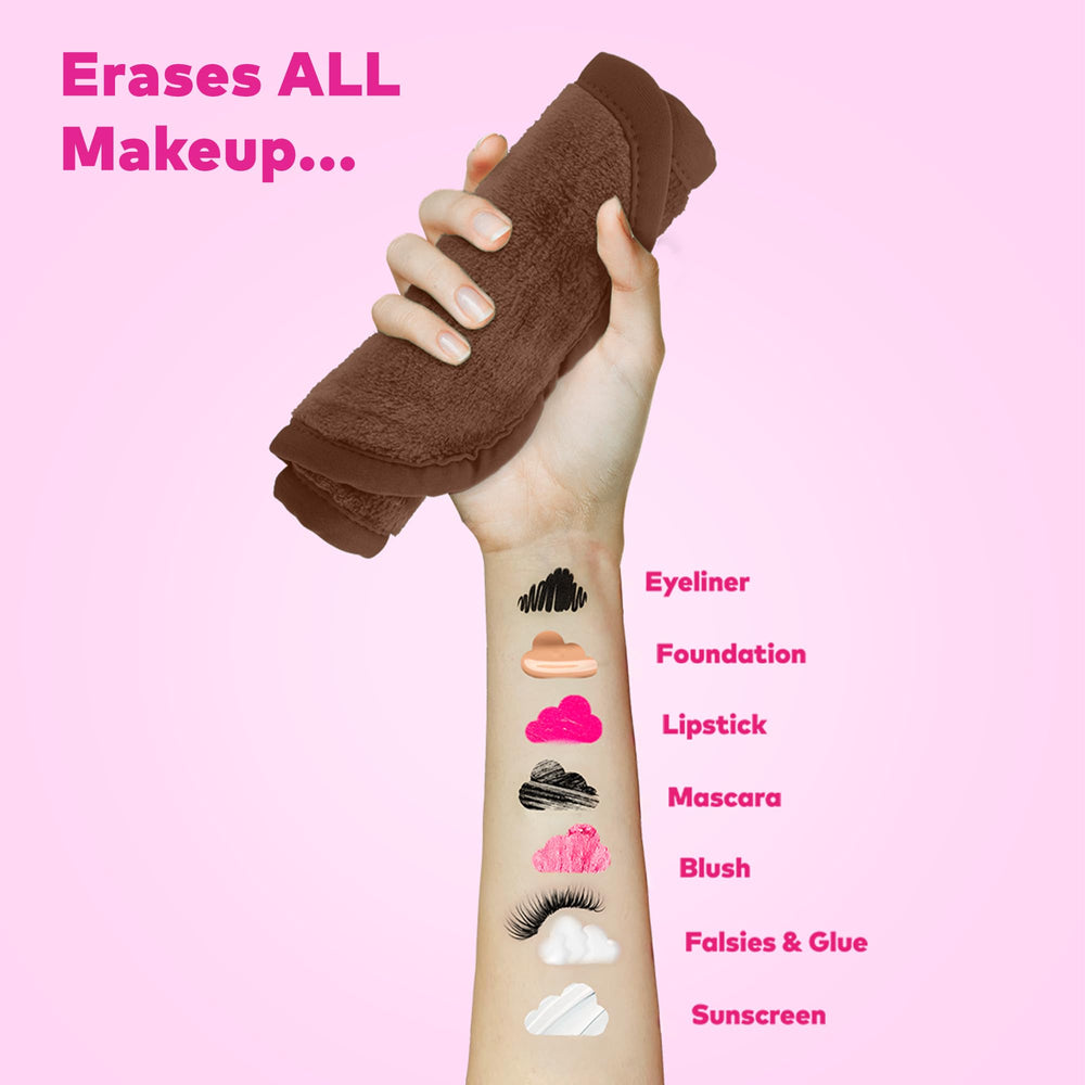 MakeUp Eraser PRO wet activation demonstrates water-only cleansing.