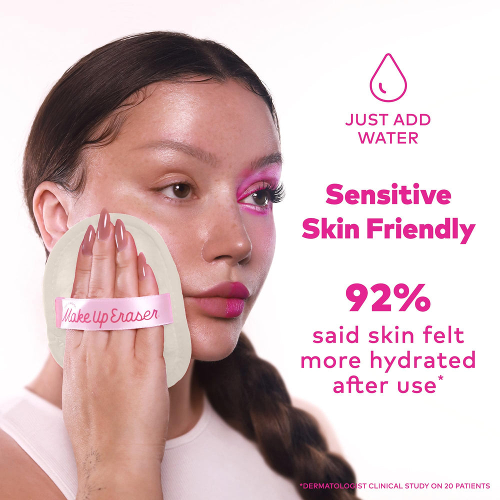 MakeUp Eraser cloths remove sunscreen and makeup with water.