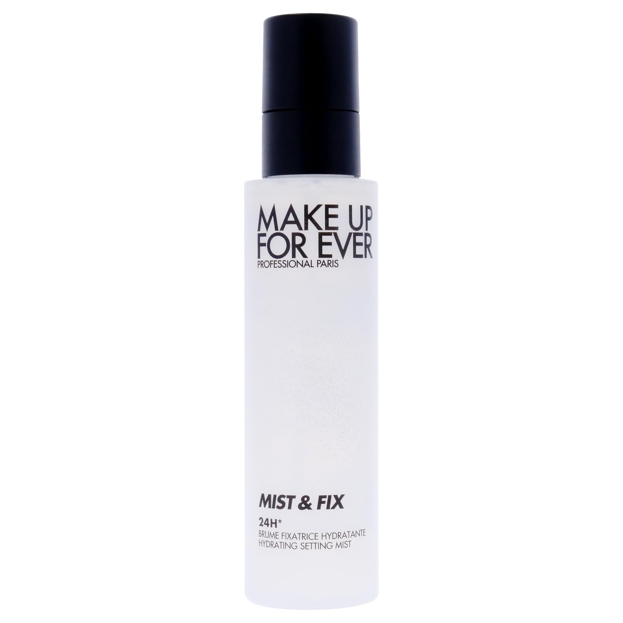 Make Up For Ever Mist and Fix spray application demonstrating ultra-fine mist for makeup setting