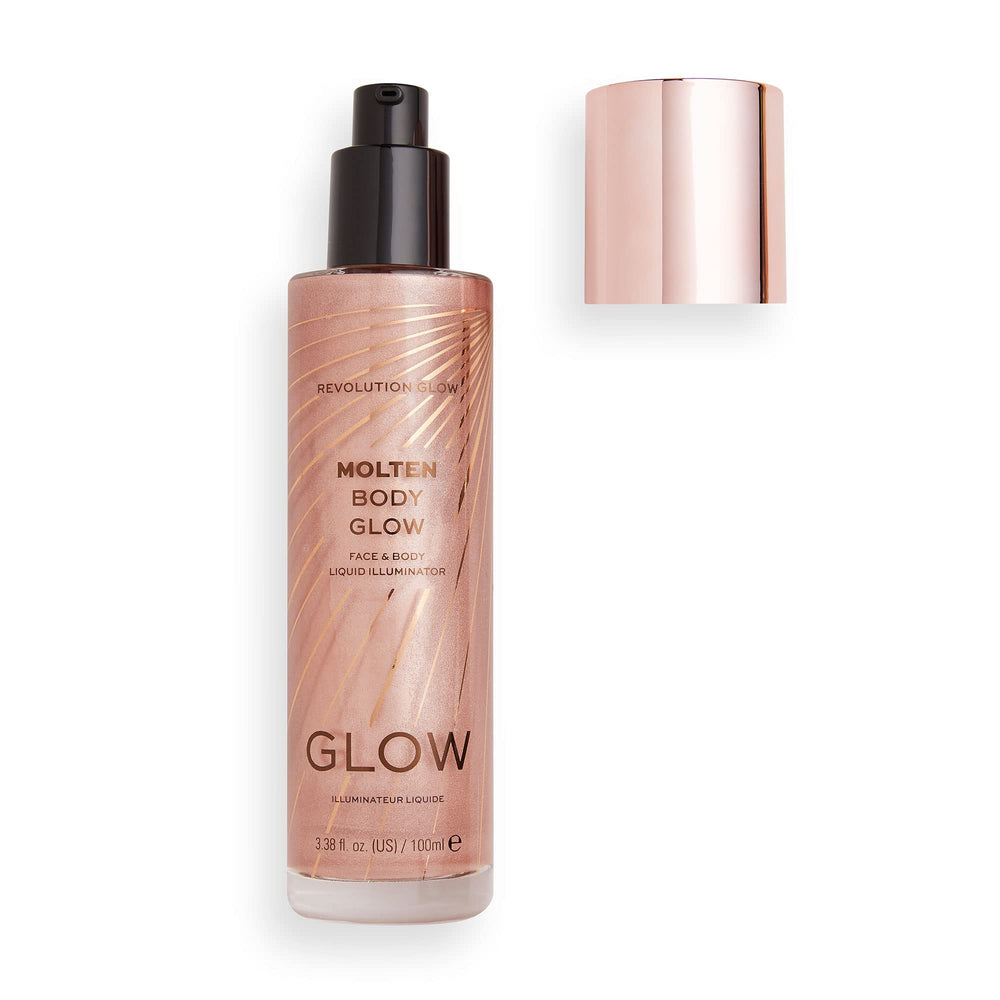 Makeup Revolution Molten Body Glow Rose Gold bottle for precise body application and a luminous finish