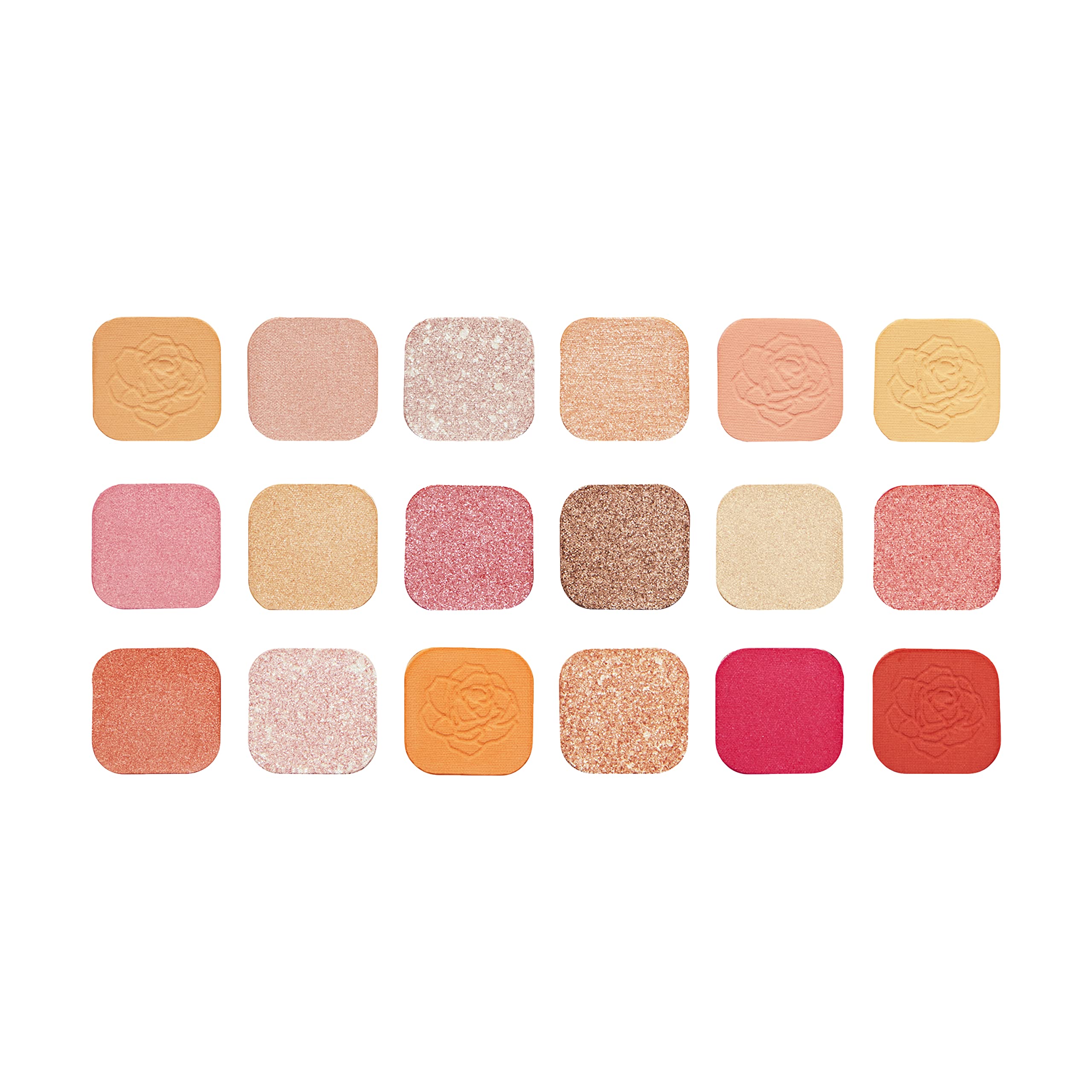 Makeup Revolution Regal Romance palette open with built-in mirror for quick looks.