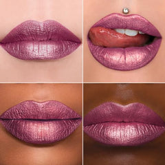 Close-up of Maki Yika lipstick tube showing metallic finish.