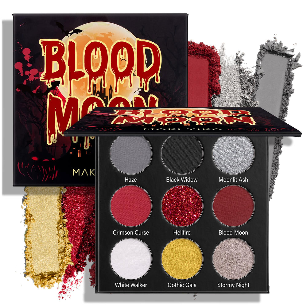 MAKI YIKA black red eyeshadow palette front view for on-the-go looks.