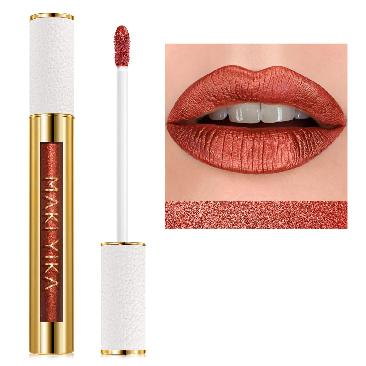 MAKI YIKA BR08 Bad Romantic metallic lipstick cap with a shiny finish