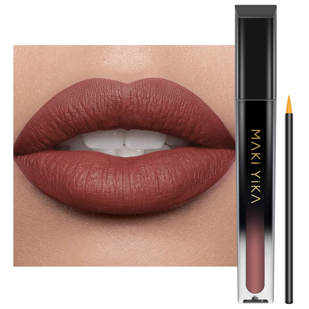 MAKI YIKA Brown Nude Lipstick packaging showing premium color for on-the-go looks