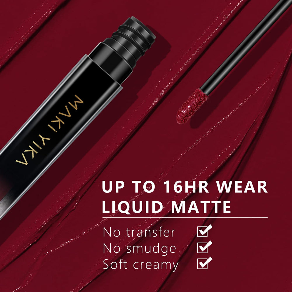 MAKI YIKA Burgundy Lipstick being applied for a smooth, even matte look.