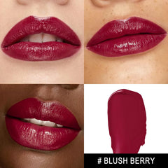 MAKI YIKA Lipstick swatch reveals rich dark berry color and hydration.