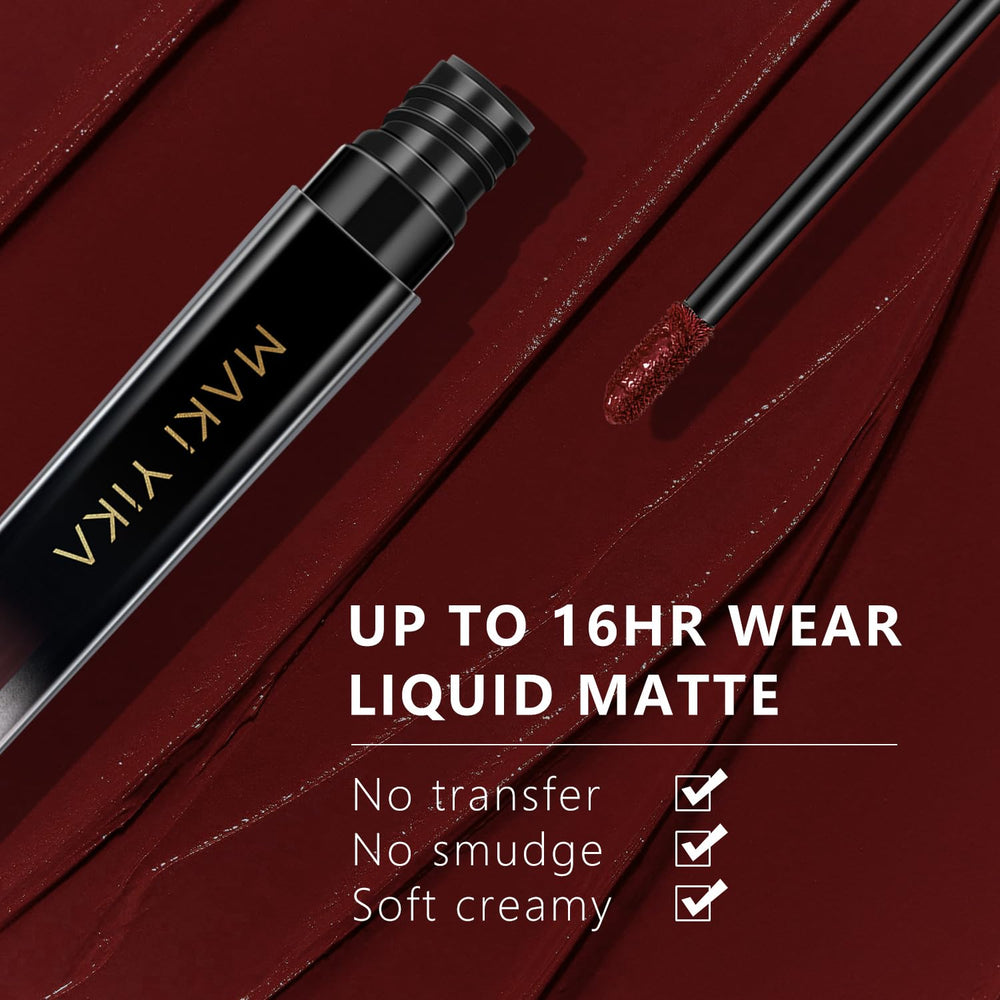 MAKI YIKA Dark Brown Lipstick dries to a velvety matte