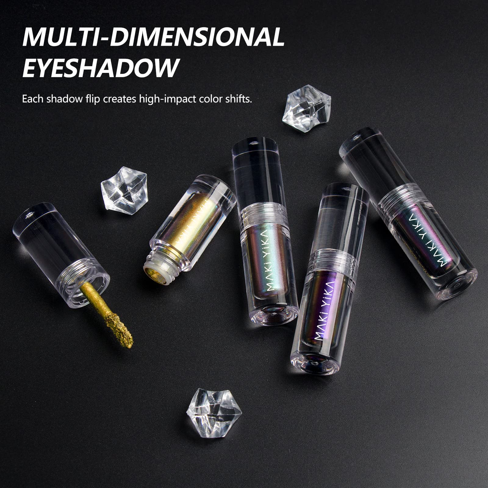 Maki Yika glitter liquid eyeshadow day-to-night look demonstration
