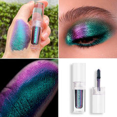 MAKI YIKA teal liquid eyeshadow swatch reveals color-shifting multidimensional glow.
