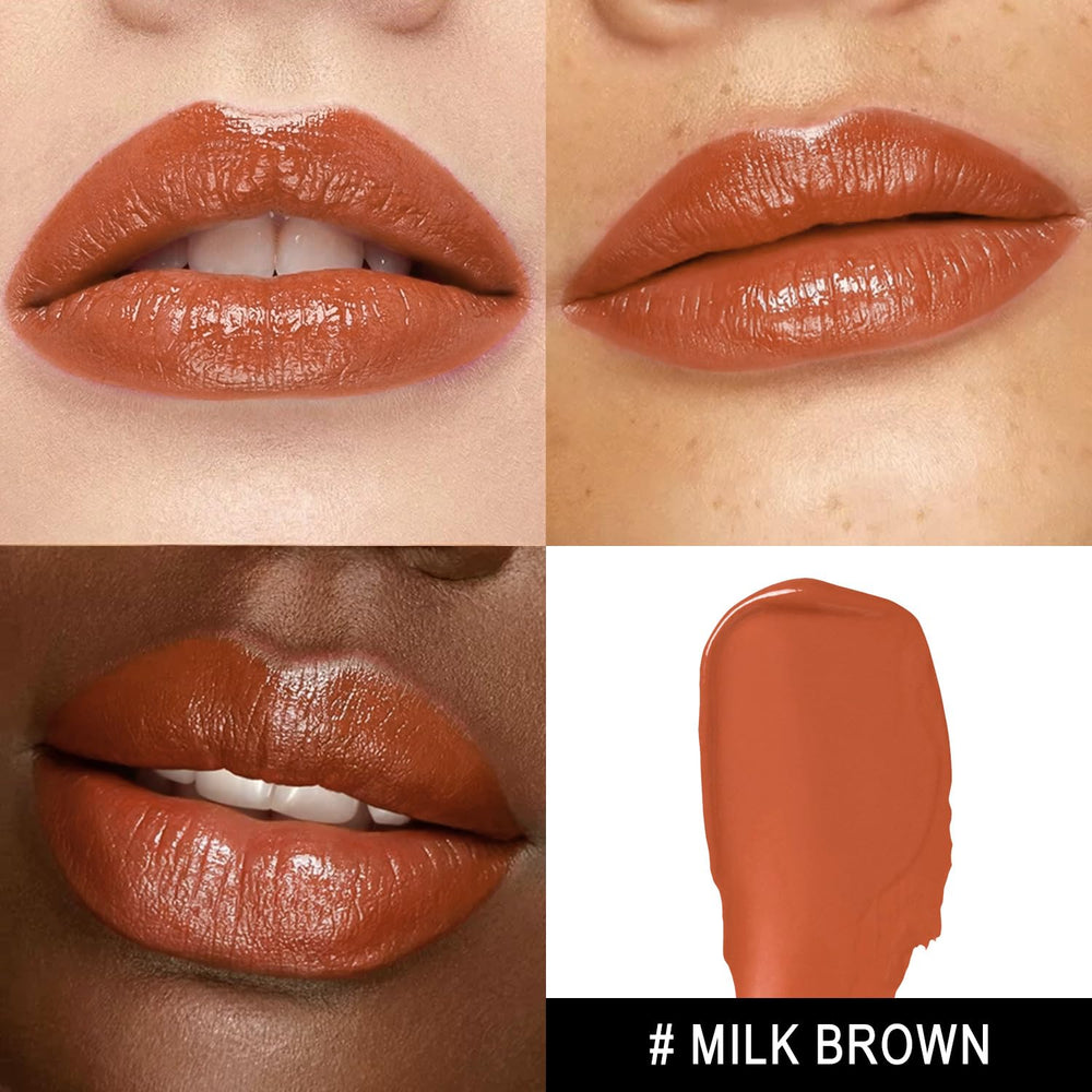 MAKI YIKA MA050 Milk Brown lipstick swirl highlighting color payoff
